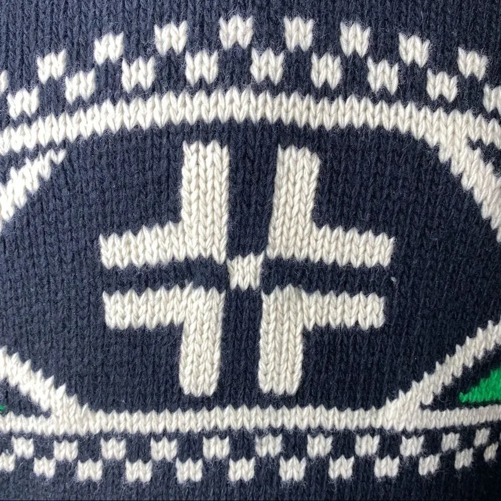 Polo Ralph Lauren Black & Green Multi Geometric Shawl Collar Sweater